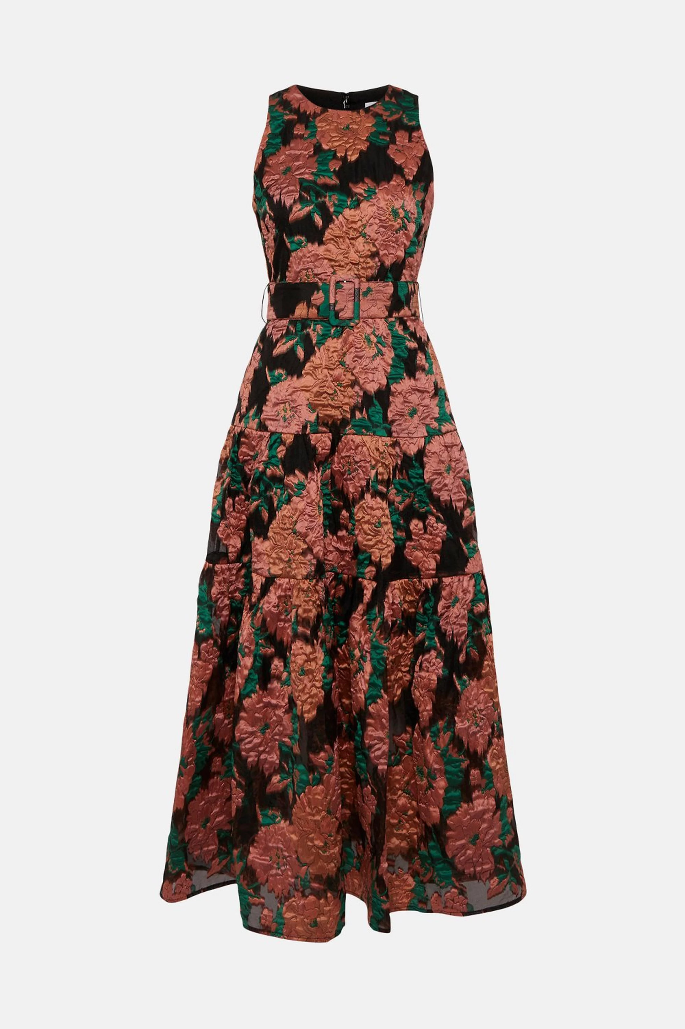 Premium Jacquard Tiered Belted Midaxi Dress | Coast (UK)