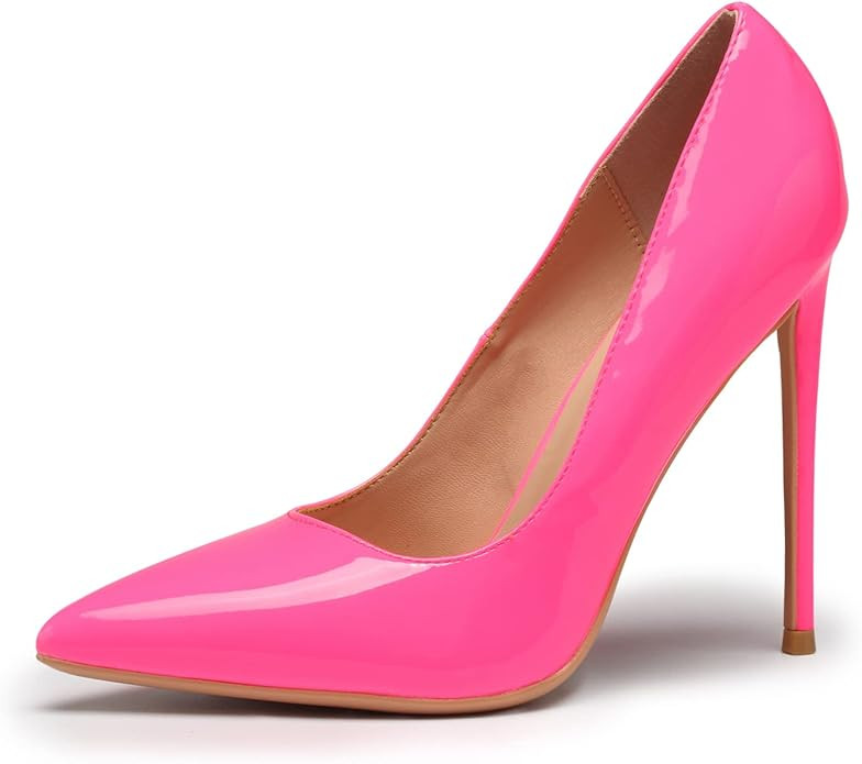 DELONIX REGIA Women's Pumps,High Heels Closed Pointed Toe Stilletos Heeled Sexy Wedding Dressy Sh... | Amazon (US)