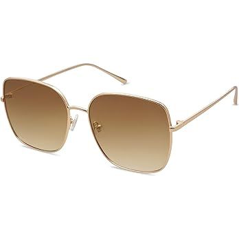SOJOS Trendy Oversized Square Metal Frame Sunglasses for Women Men Flat Mirrored Lens UV Protecti... | Amazon (US)