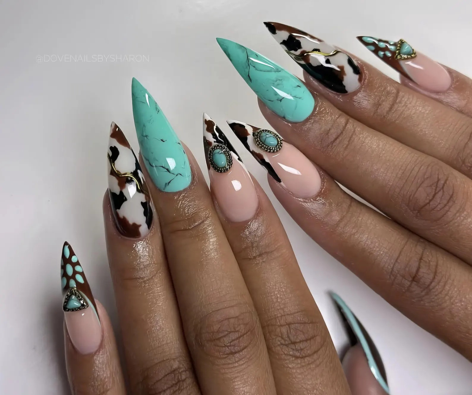 Luxury Custom Nails/ Free Style/ Long Nails/ Party Nails/western Nails/ Cowboy Nails/turquoise Na... | Etsy (US)