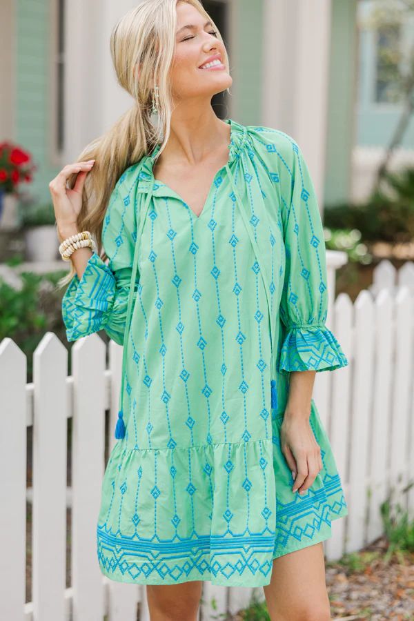 Watch You Go Green Embroidered Dress | The Mint Julep Boutique