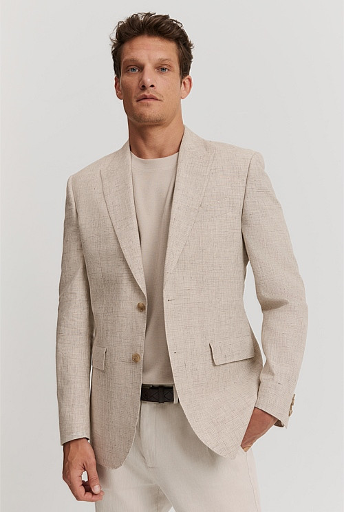 Slim Fit Stretch Linen Cotton Blend Blazer | Country Road