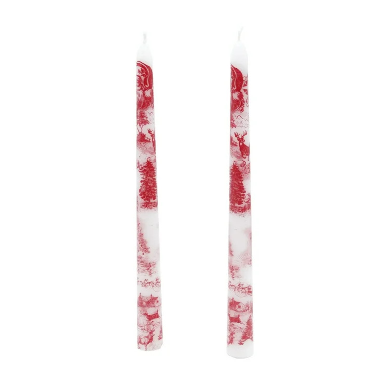 My Texas House Vintage Christmas 10" Red & White Taper Candles, Unscented, 2 Count | Walmart (US)