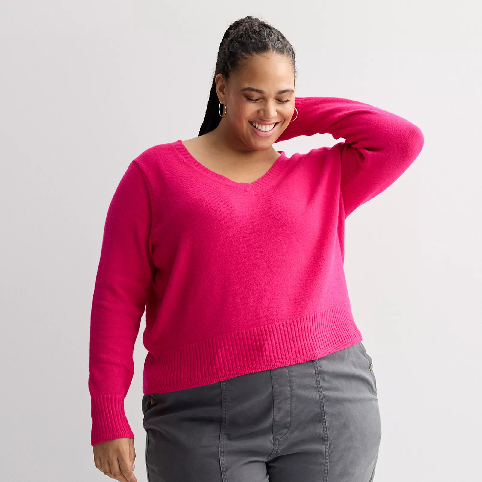 Plus Size Sonoma Goods For Life® Lightweight V-Neck Sweater | Kohl's
