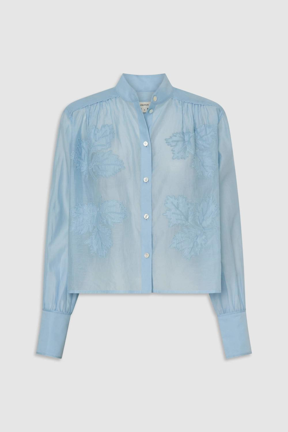 OAK LEAF EMBROIDERY BLOUSE Blue Quartz | Oroton