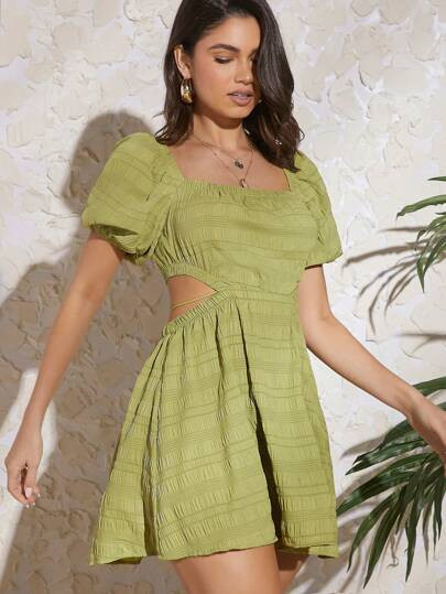 SHEIN VCAY Vestido manga bufante cintura oca
       
              
              R$67,90      
 ... | SHEIN