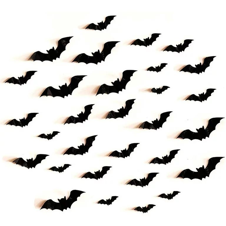 Fashionwu 80pcs 3D Bats Stickers, Halloween Party Supplies Waterproof Scary Bats Wall Decals DIY ... | Walmart (US)