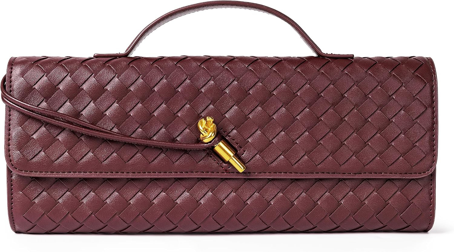 Joryin Woven Purse for Women Evening Clutch Woven Leather Handbags Crossbody Bag Purse Formal Evening Bag, Wine | Amazon (US)