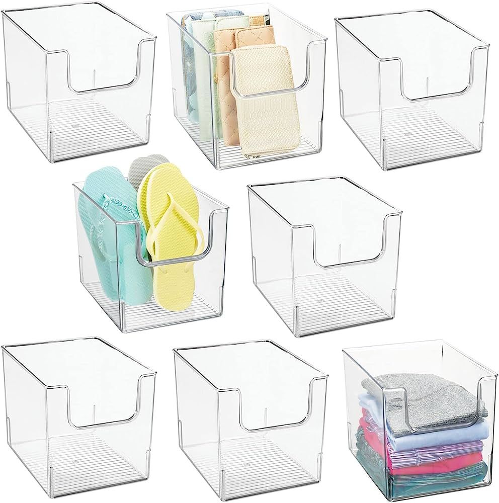 mDesign Modern Plastic Open Front Dip Storage Organizer Bin Basket for Closet Organization - Shel... | Amazon (US)