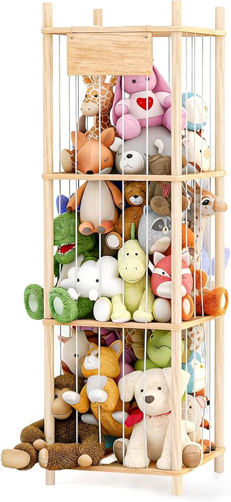 Stuffed Animal Storage, Wood Stuffed Animals Storage, Extra Large Capacity Toy Organizers with El... | Amazon (US)