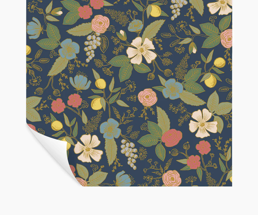 Colette Peel & Stick Wallpaper - Navy | Rifle Paper Co.