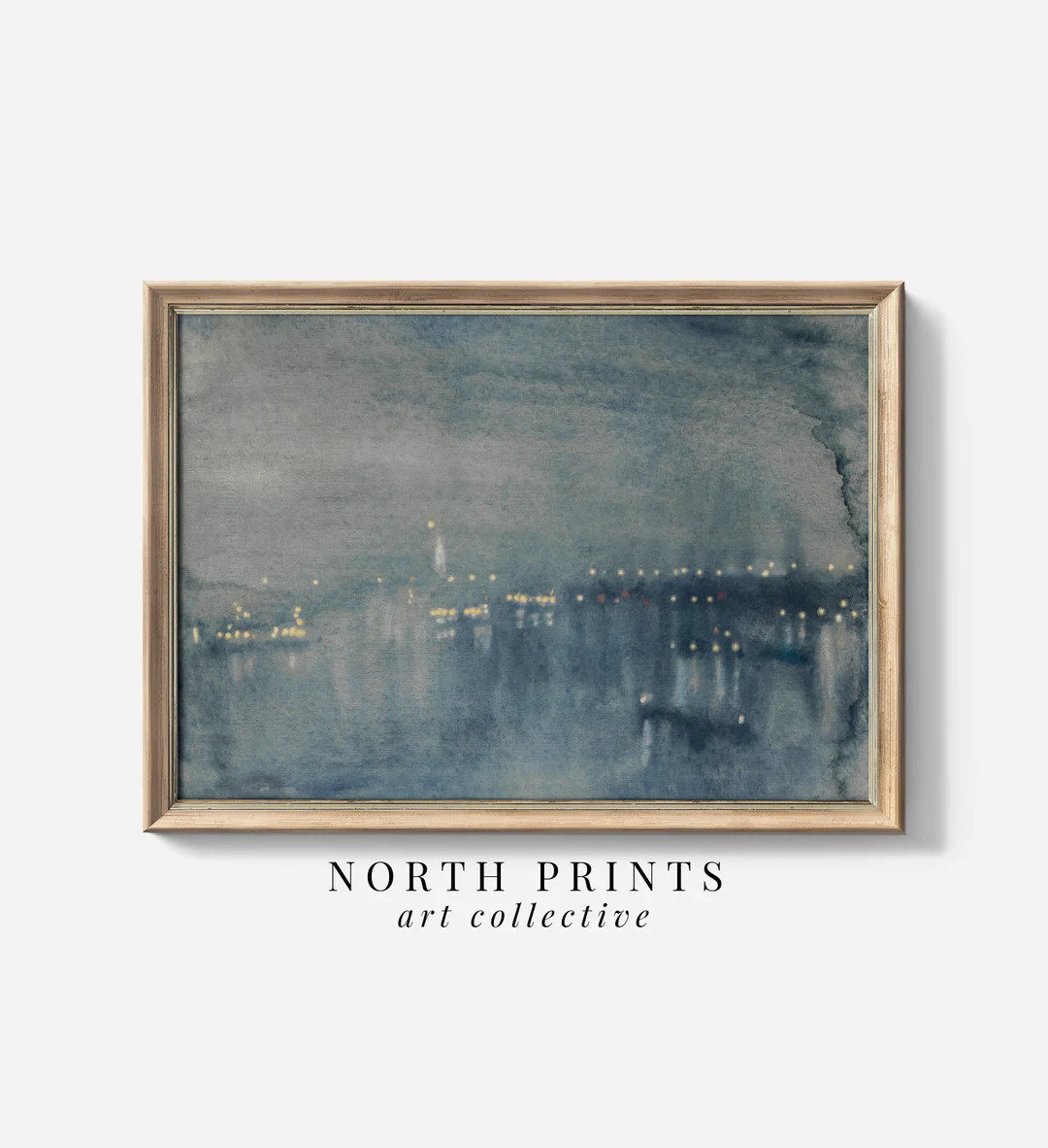 Dark Blue Vintage Evening Skyline Painting, Urban Twilight Art, Old City Lights PRINTABLE Digital... | Etsy (US)