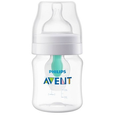 Philips Avent Anti-Colic Baby Bottle with AirFree Vent - Clear - 4oz: BPA-Free Plastic, Silicone Nipple, Pack of 1 | Target