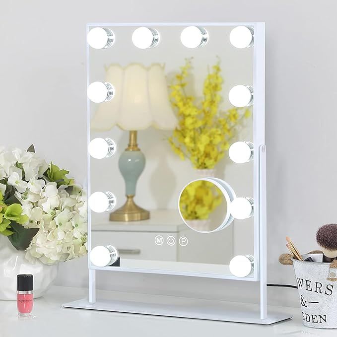 FENCHILIN Lighted Makeup Mirror Hollywood Mirror Vanity Makeup Mirror with Light Smart Touch Cont... | Amazon (US)
