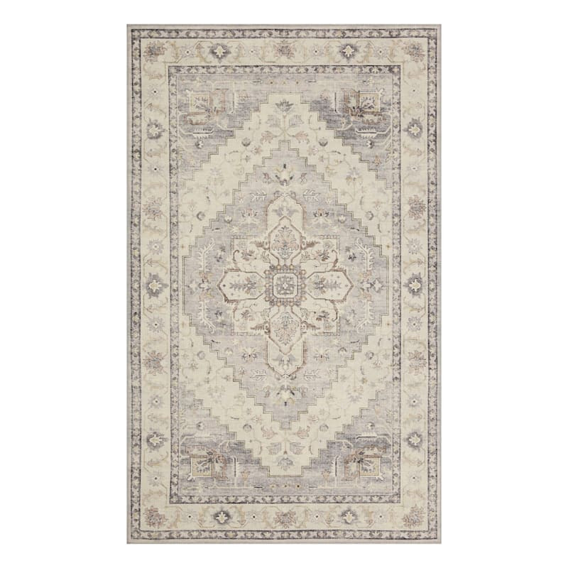(D576) Honeybloom Grand Villa Taupe Medallion Accent Rug, 3x5 | At Home