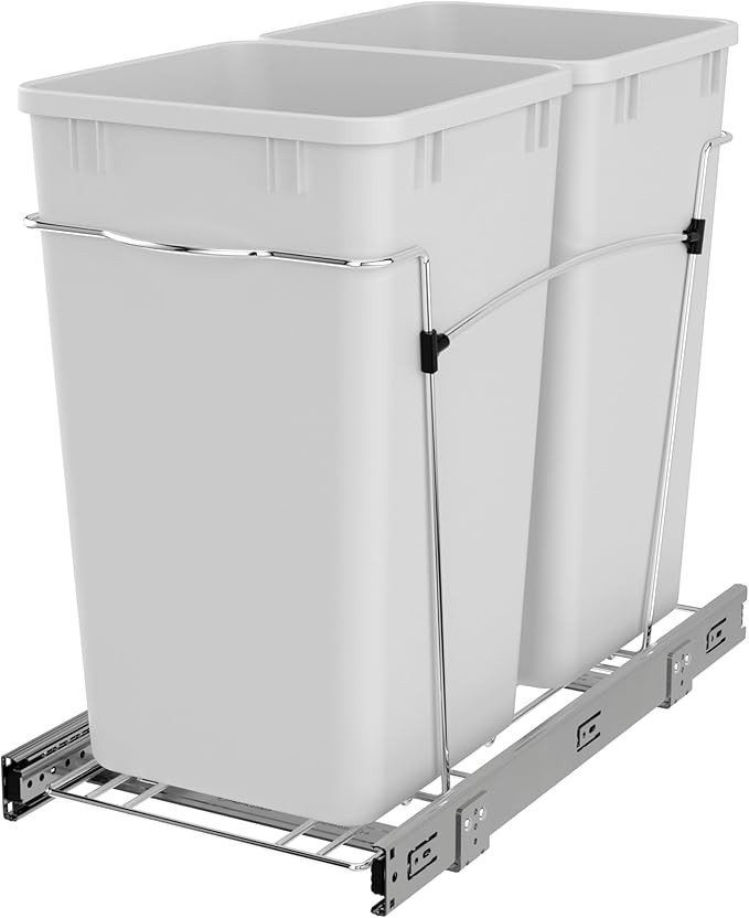 Rev-A-Shelf Pullout Trash Can for Under Kitchen Cabinets 27 Qt Garbage Waste Recycling Bin with F... | Amazon (US)