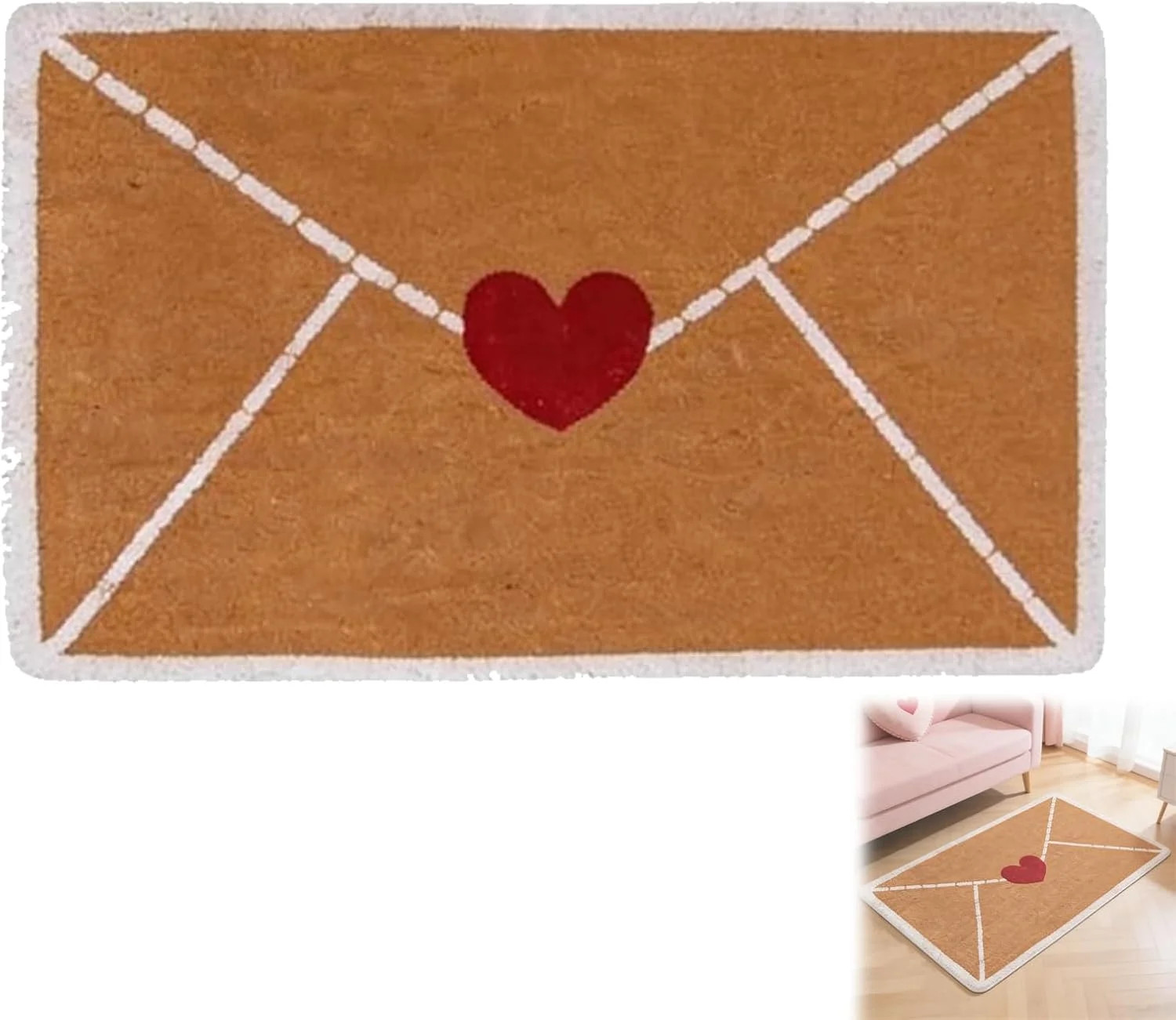 Valentine Rug Outdoor, Envelope Heart Door Mat, Red Love Heart Welcome Floor Mats, Non-Slip Heart... | Walmart (US)