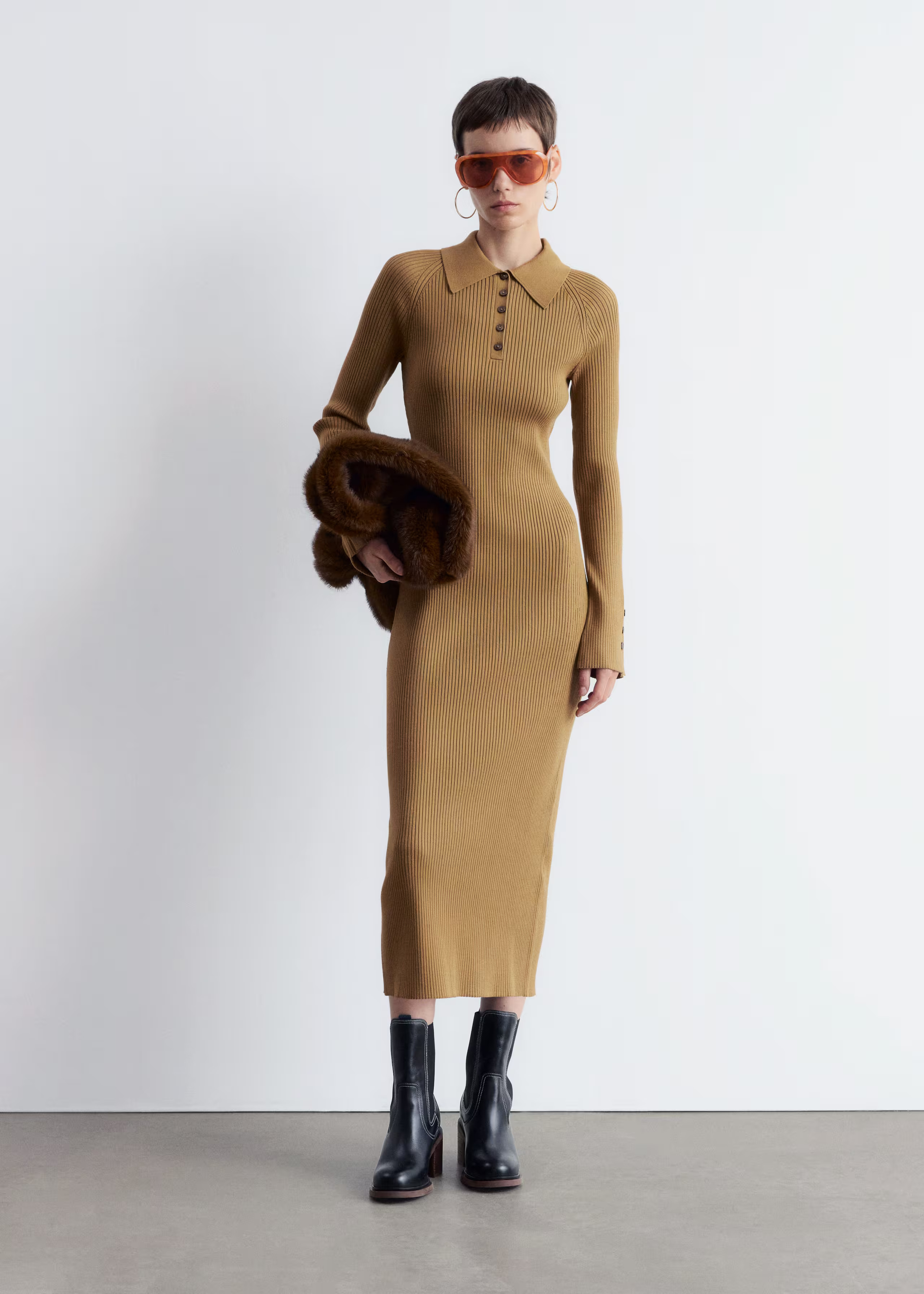 Rib-Knit Polo Midi Dress | & Other Stories - US