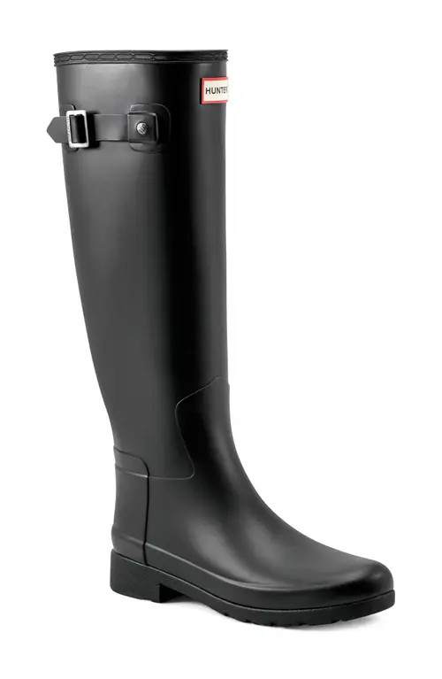 Hunter Refined Tall Waterproof Rain Boot in Black at Nordstrom, Size 7 | Nordstrom