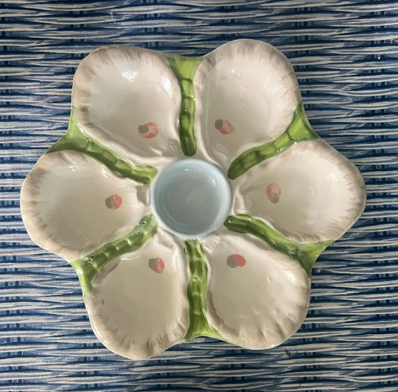 Hand Painted Cast Oyster Plate - Green | Etsy (Global)