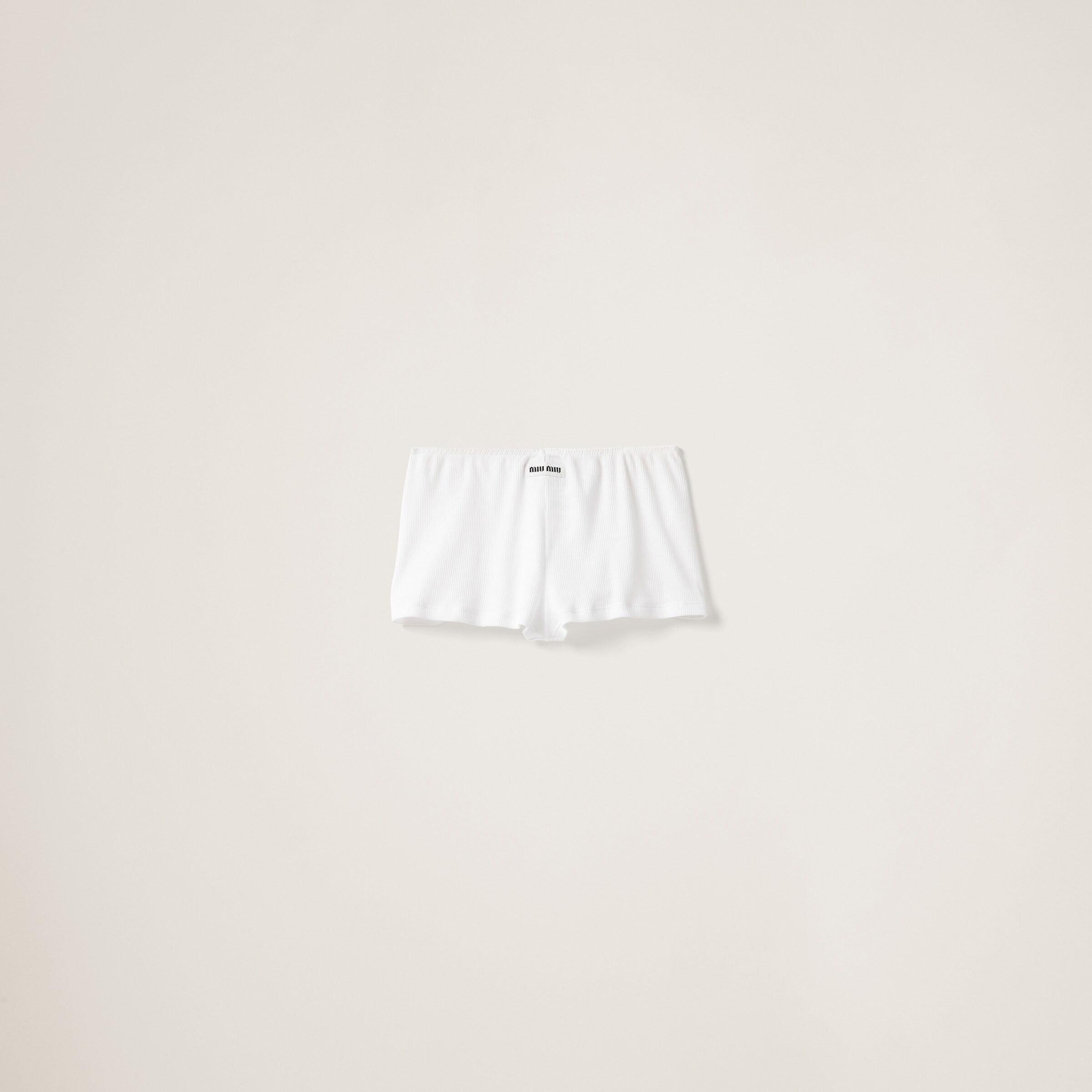 White Ribbed Knit Boxer Shorts | Miu Miu | Miu Miu UK