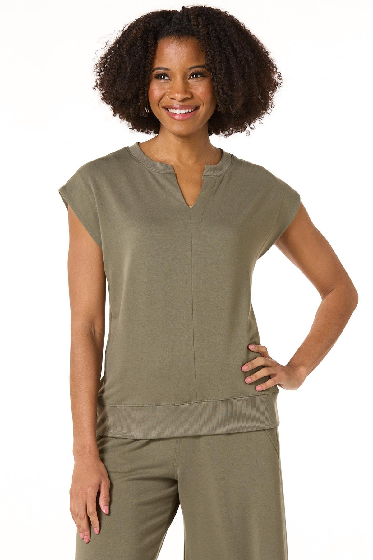 Green V- Neck Top | Cato Fashions