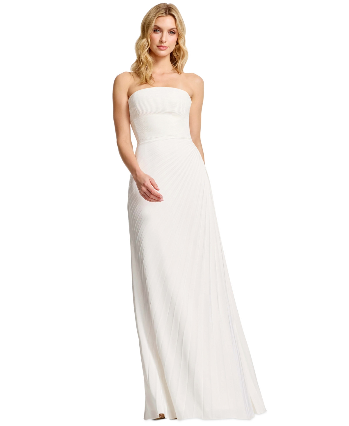 Dress the Population Women's Kinley Strapless Pleated A-Line Maxi Dress - Off white | Macy's