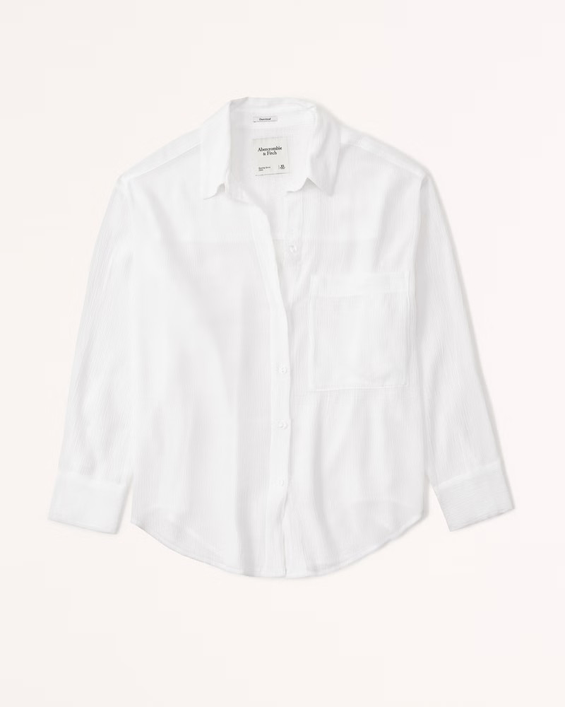 Oversized Crinkle Rayon Textured Shirt | Abercrombie & Fitch (US)