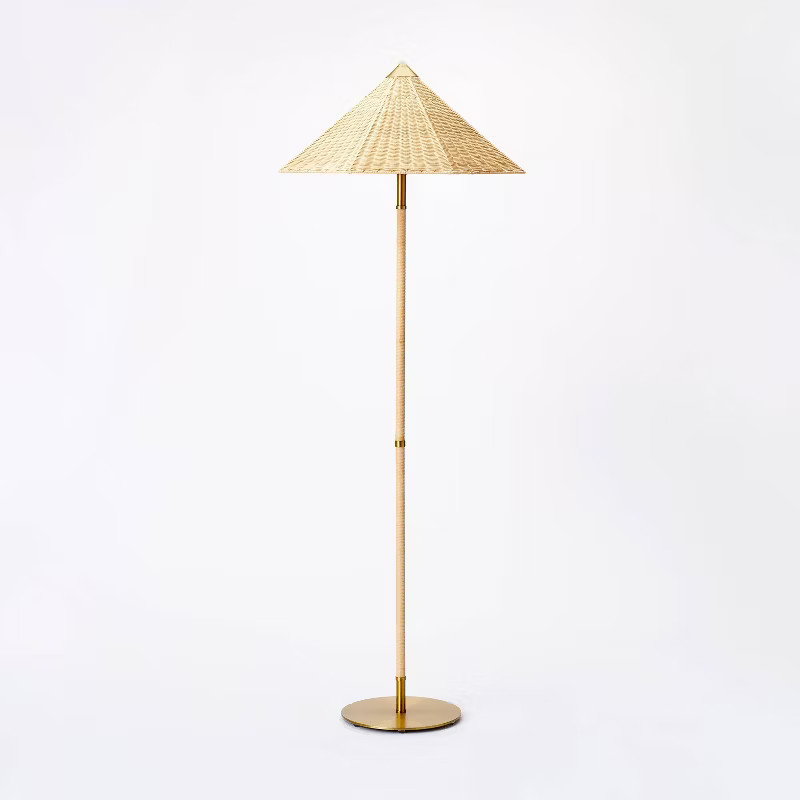 Floor Lamp with Tapered Rattan Shade Brown - Threshold™ designed with Studio McGee | Target