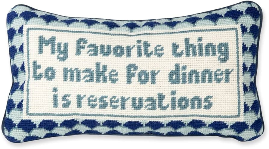 Furbish Handmade Needlepoint Decorative Throw Pillow with Reservations Messaging - 8" x 14" Custo... | Amazon (US)