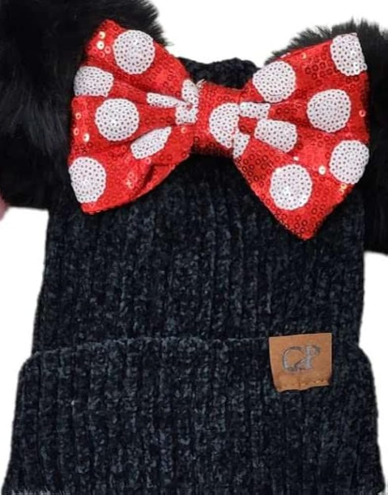 Amazon.com: CLGIFT Rose Gold Minnie Ears Beanie, Winter BEANIE, Mickey Beanie, Holiday Winter Chr... | Amazon (US)