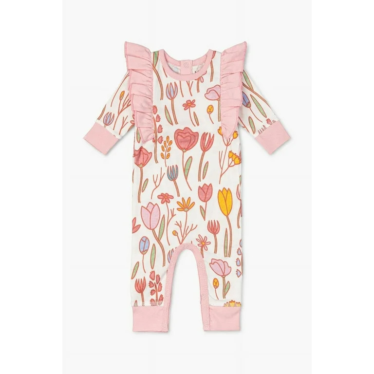 M+A by Monica + Andy Organic Cotton Long Sleeve Double Ruffle Romper, Sizes Newborn - 9 Months - ... | Walmart (US)