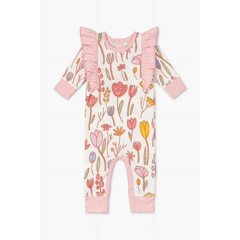 M+A by Monica + Andy Organic Cotton Long Sleeve Double Ruffle Romper, Sizes Newborn - 9 Months | Walmart (US)