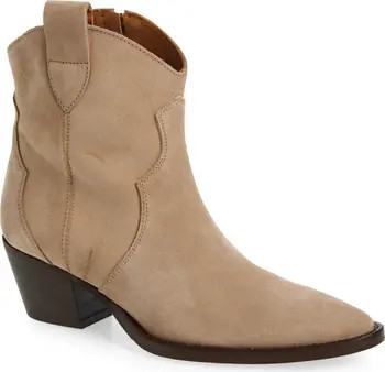 Penny Pointy Toe Block Heel Leather Bootie (Women) | Nordstrom