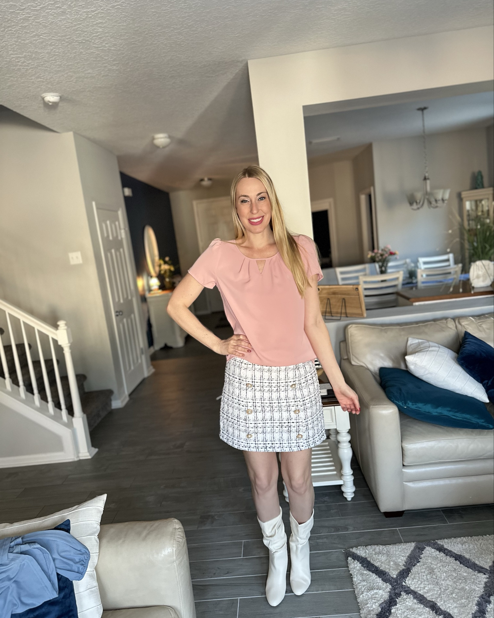 Soft pink work outfit 
💓this blouse is super cute and oversized- fits true to size 
💓 I absolutely love this skirt. You can wear it with so many tops in the new year 
💓 wearing small in both and they both fit true to size 

#LTKStyleTip #LTKFindsUnder50 #LTKWorkwear