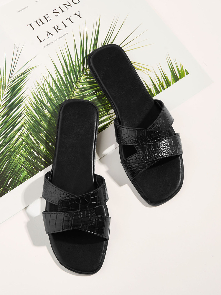 Zwart Comfortabel Krokodil Slippers | SHEIN