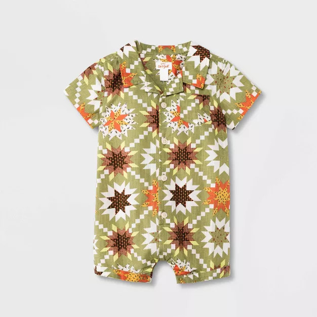 Baby Boys' Quilt Romper - Cat & Jack™ Green | Target