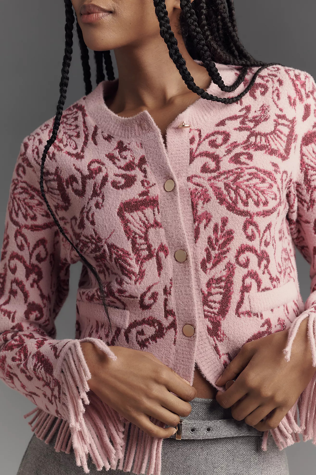 NVLT Fringed & Patterned Knit Lady Jacket | Anthropologie (US)