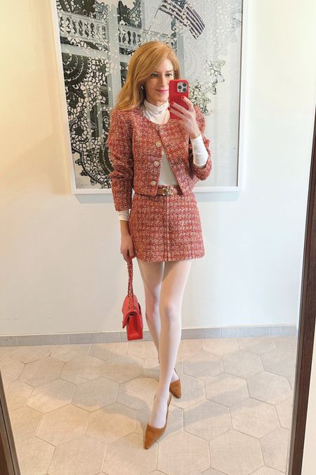 Matching tweed set- love this for valentines galentines day! Wearing xs in both 

#LTKshoecrush #LTKfindsunder100