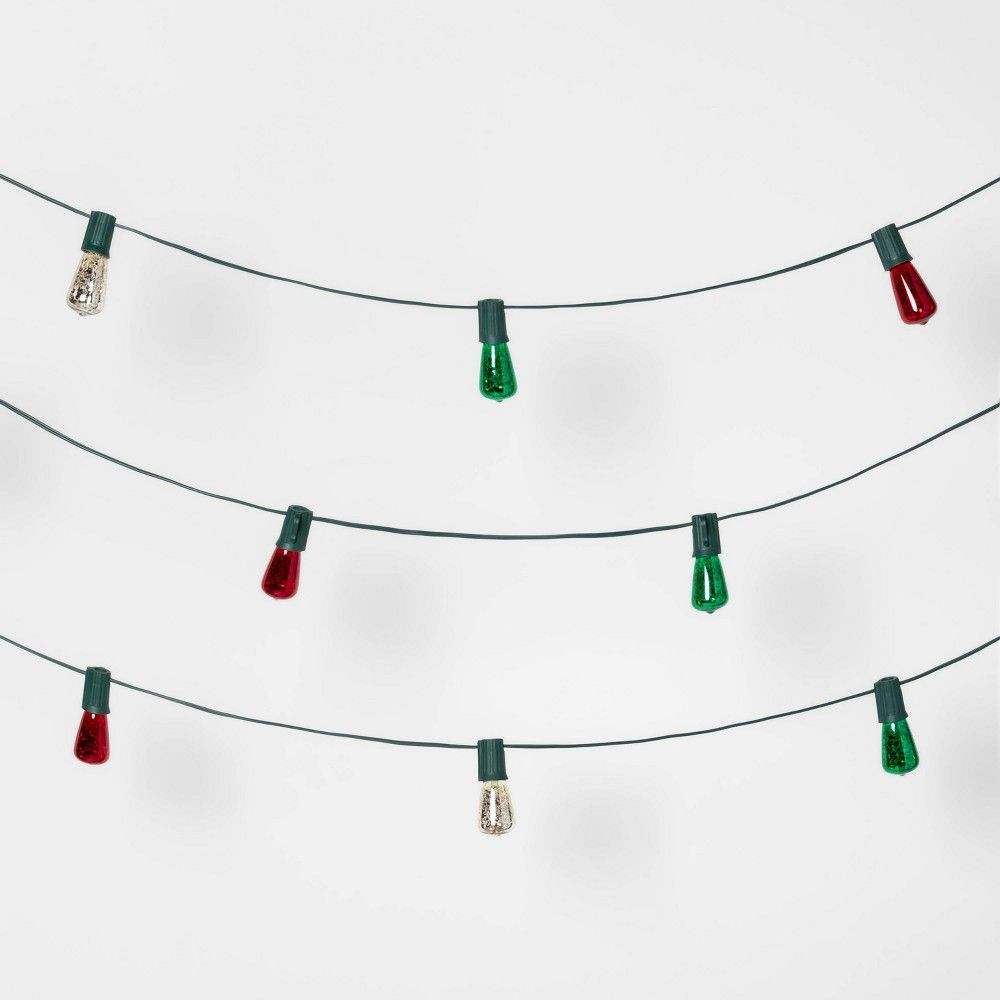 20ct Christmas Incandescent Mini Vintage Bulb String Lights Red Green & Silver - Wondershop | Target