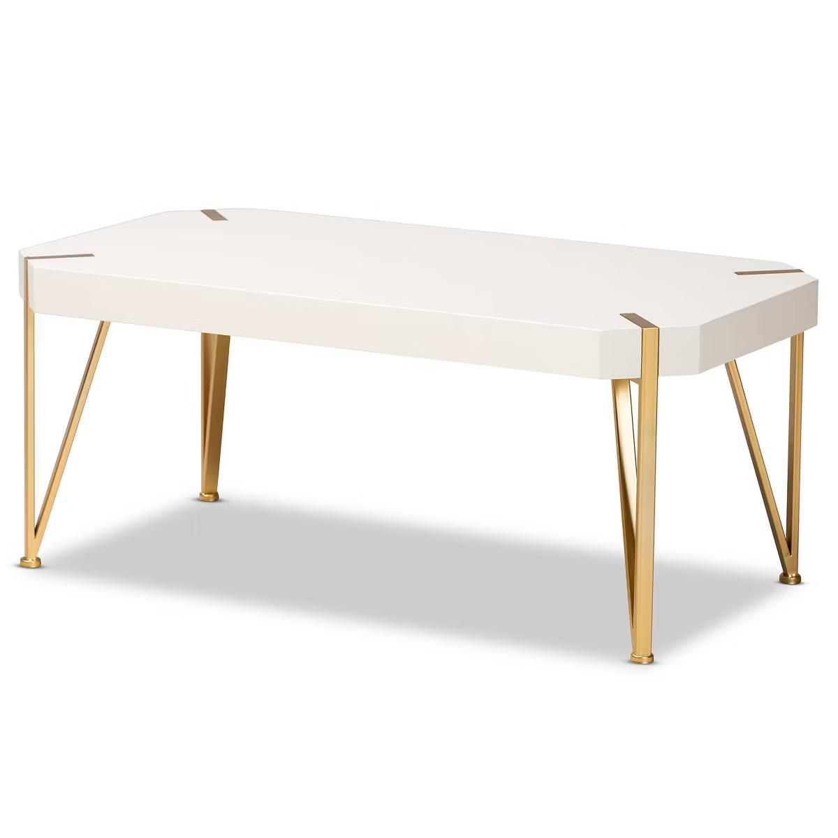 Kassa Brushed Metal and Wood Coffee Table Walnut - Baxton Studio | Target