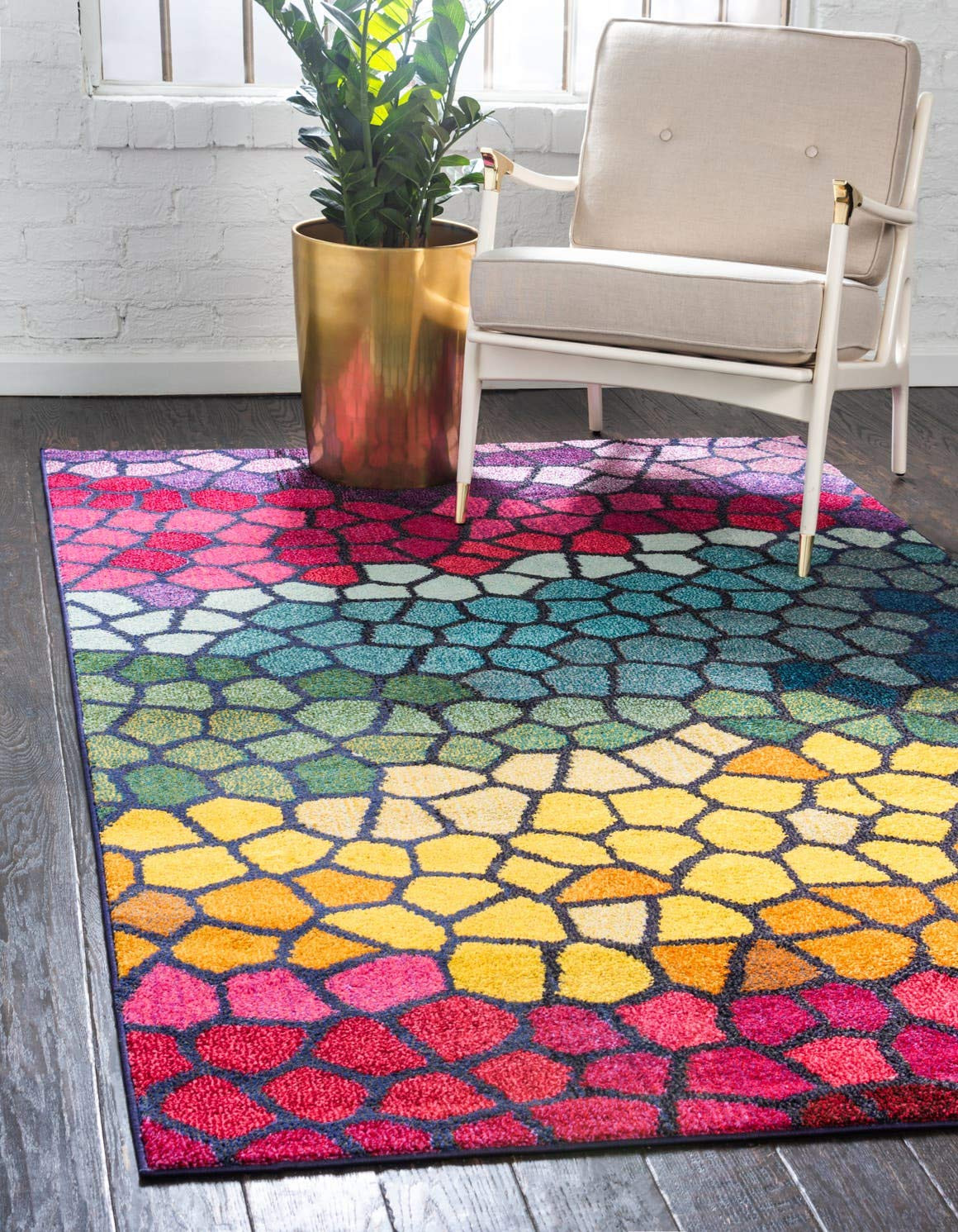 Unique Loom Estrella Collection Geometric, Abstract, Colorful, Modern, Mosaic Area Rug, 6 x 9 ft,... | Amazon (US)