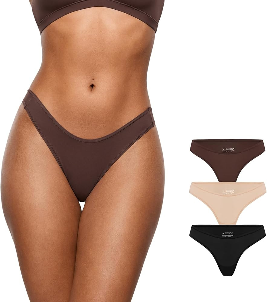 INLYRIC Women's Inbarely Soft Thong - No Show Sexy Panties Breathable V-waisted Ladies Underwear ... | Amazon (US)