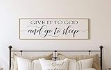 Give it to God and go to sleep master bedroom wall decor over the bed horizontal framed bedroom deco | Amazon (US)