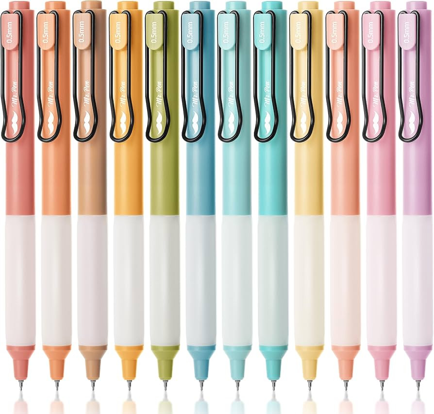 Mr. Pen- Retractable Gel Pens, 12 Pack, Black Ink, Pastel Barrels, Fine Point 0.5 mm, Fast Dry, S... | Amazon (US)