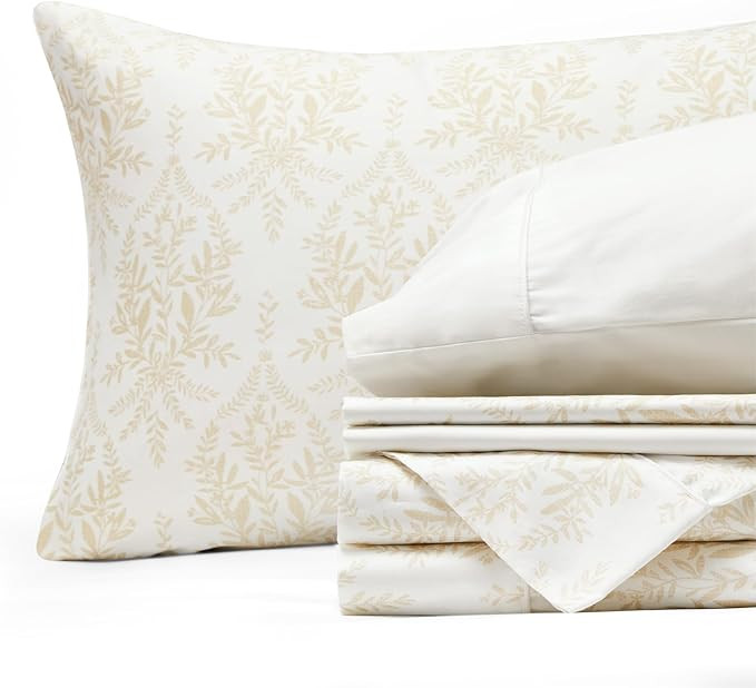 Bedsure 100% Cotton Sheets King Size Bed Set - 300 Thread Count Sateen Weave with Deep Pocket Bed... | Amazon (US)