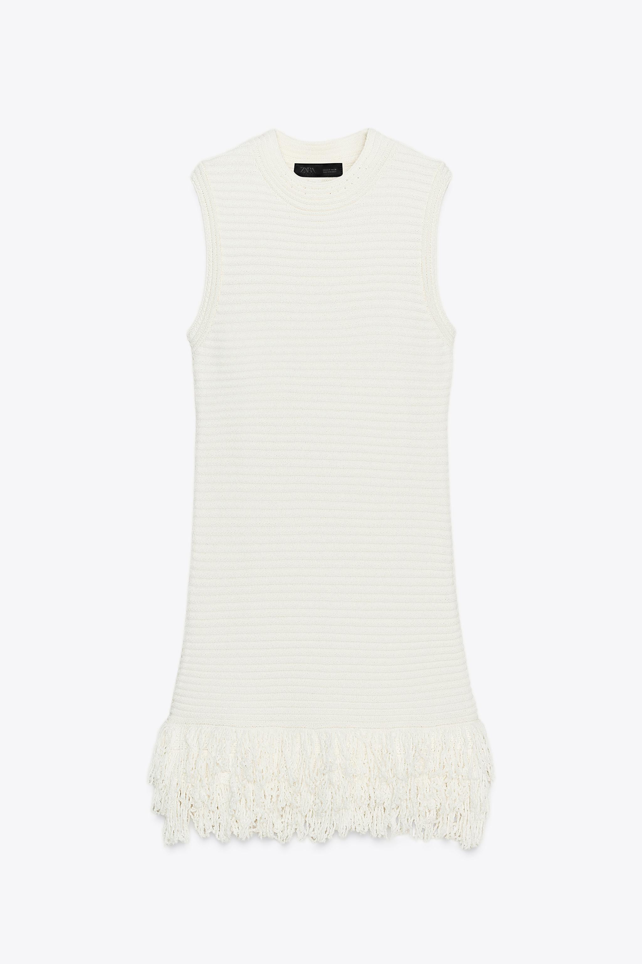 CHECKERED KNIT DRESS WITH FRINGE | Zara US