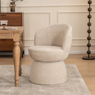 Modern Upholstered Dining Chair, Boucle Fabric Swivel Barrel Chair, Wingback Side Chair, Vanity Chair | Wayfair North America