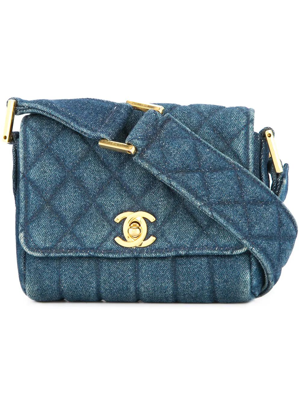 Chanel Vintage CC logo mini denim shoulder bag - Blue | FarFetch US