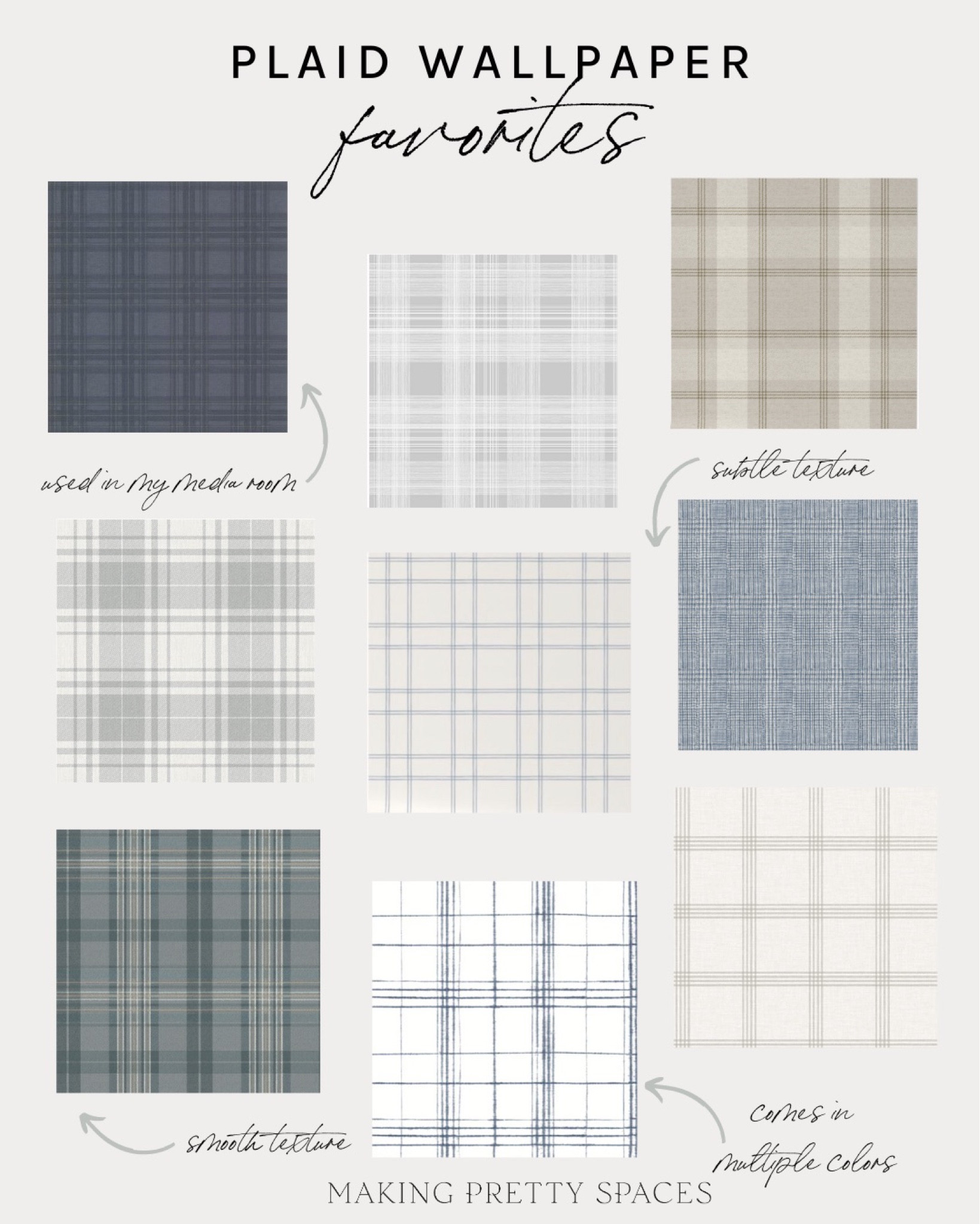 Shop my plaid wallpaper favorites!
Media Room, blue wallpaper, plaid, wall treatment, paper, neutral wallpaper, nursery wallpaper, bedroom walls, wallpaper

#LTKhome #LTKfamily #LTKstyletip